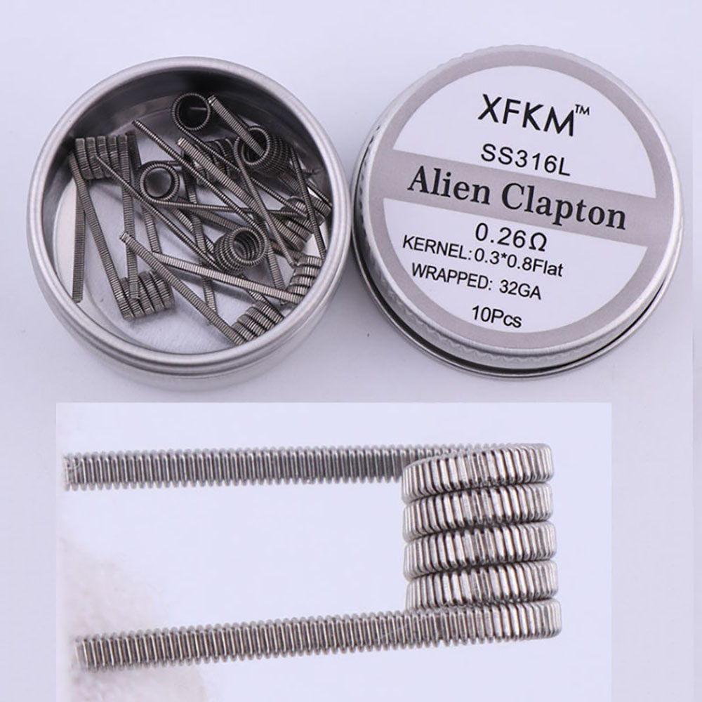 Clapton Wire Pre Built - SS316L 10 قطعة/صندوق لفائف مسبقة الصنع
