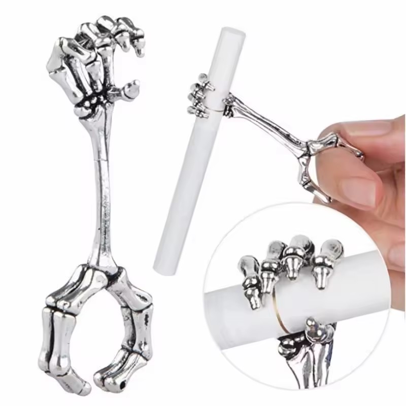 Vape Ring - حامل سجائر معدني بتصميم عظمي عتيق،