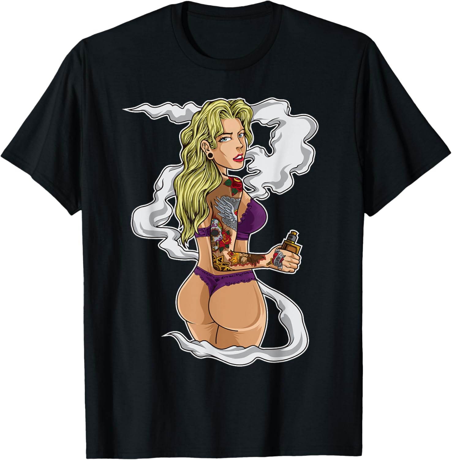Vaping Shop - وشم Vaping فتاة الجرافيك المحملة السجائر
