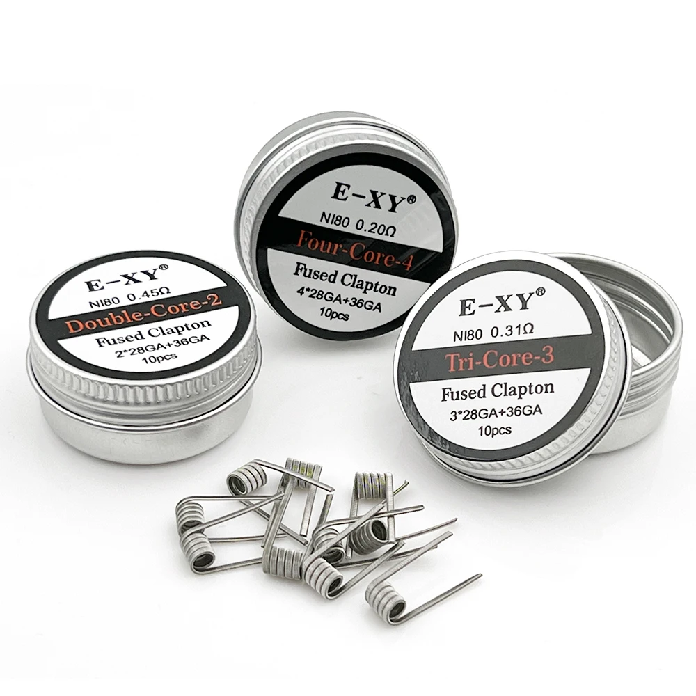 Clapton Wire Pre Built - 10 قطعة/صندوق Ni80 لفائف مسبقة الصنع
