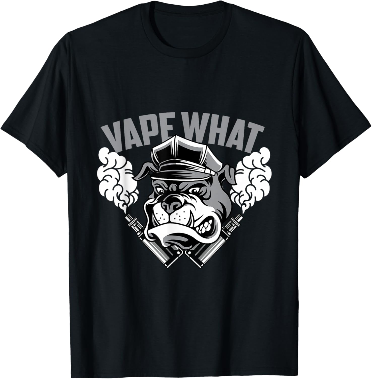Vaping Shop - تي شيرت Vape What Bulldog بطباعة